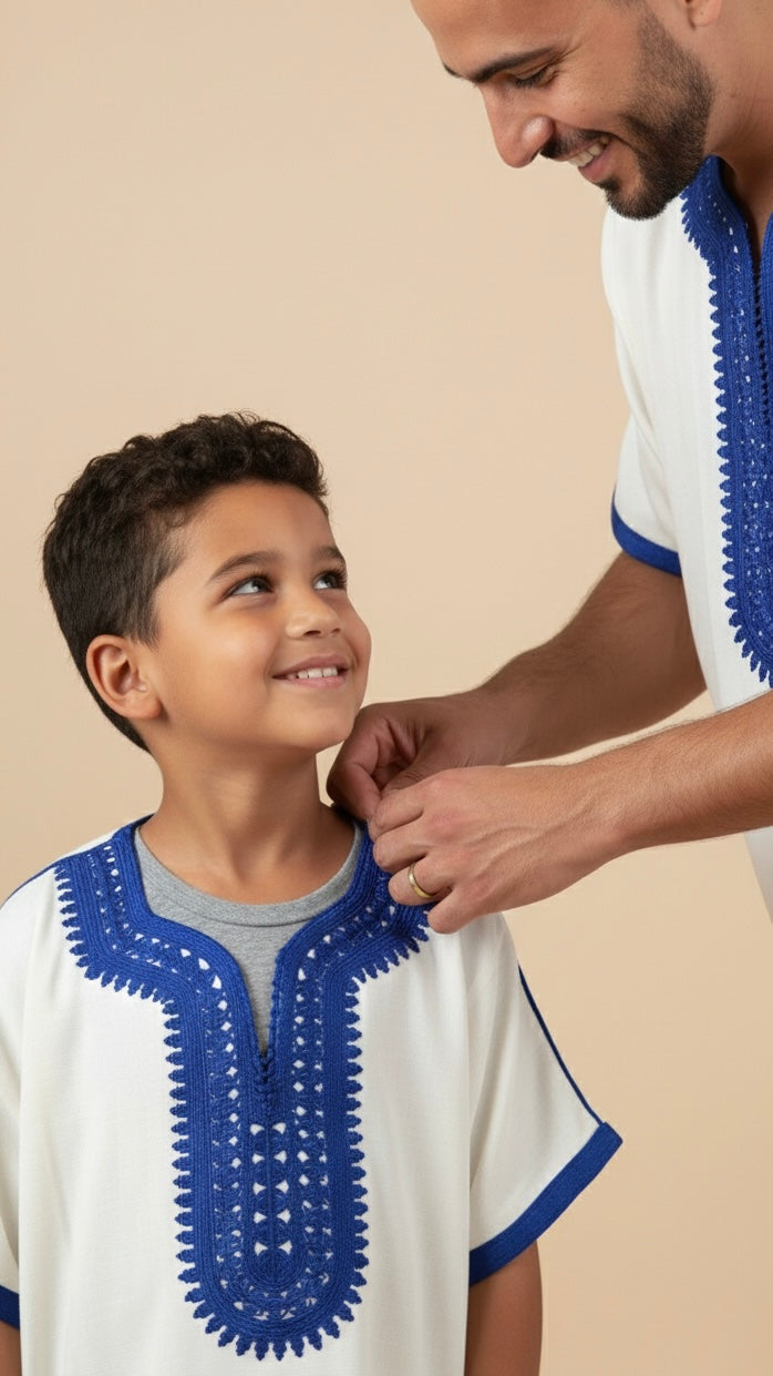 Gandoura Kids Off-White/Blue | BELDI DEPT.