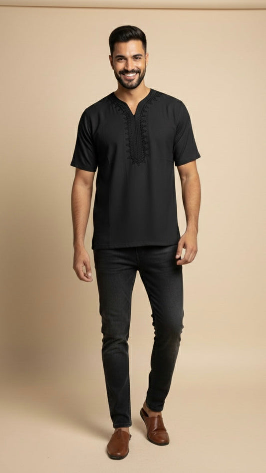 Modern Beldi-Shirt Casablanca blending Gandoura and T-Shirt style with an oriental look