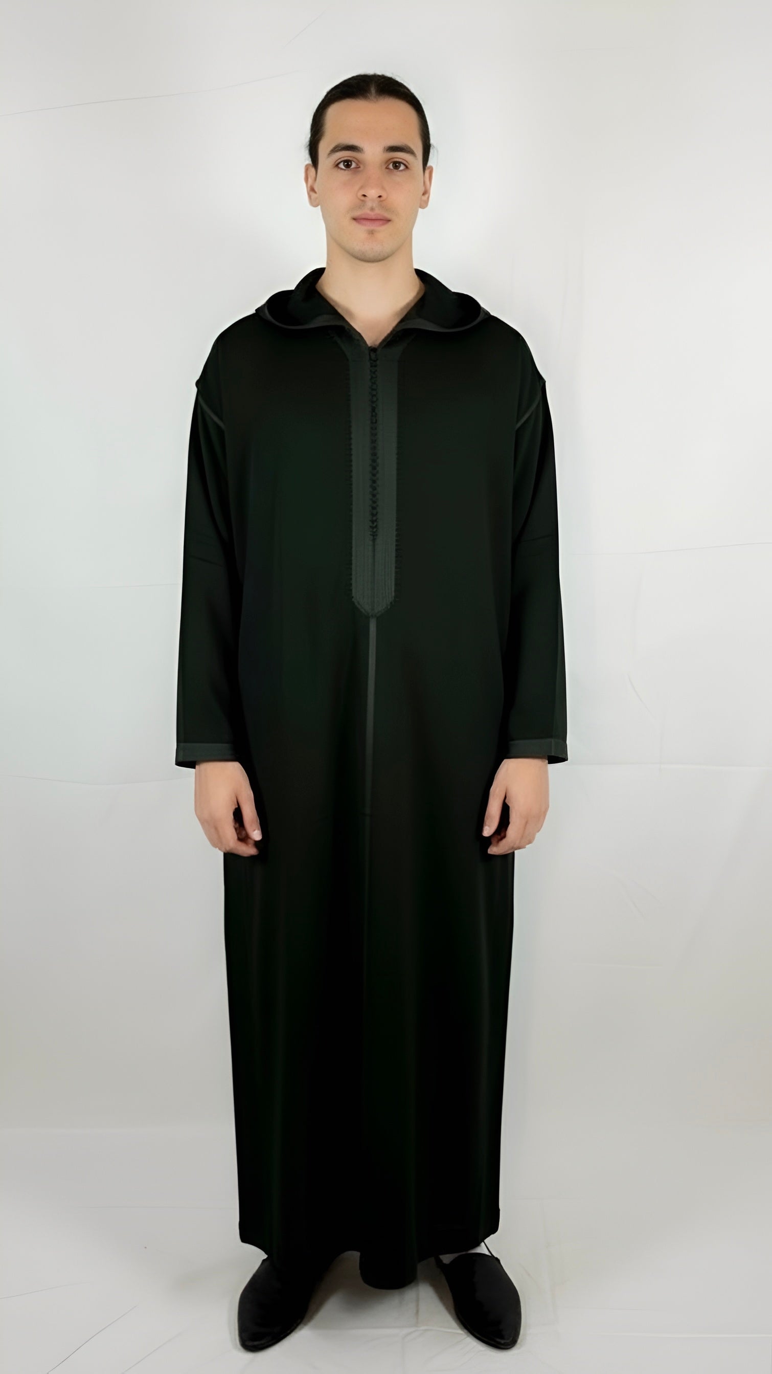 Djellaba Tannengrün Premium elegant hooded garment made from finest fabrics