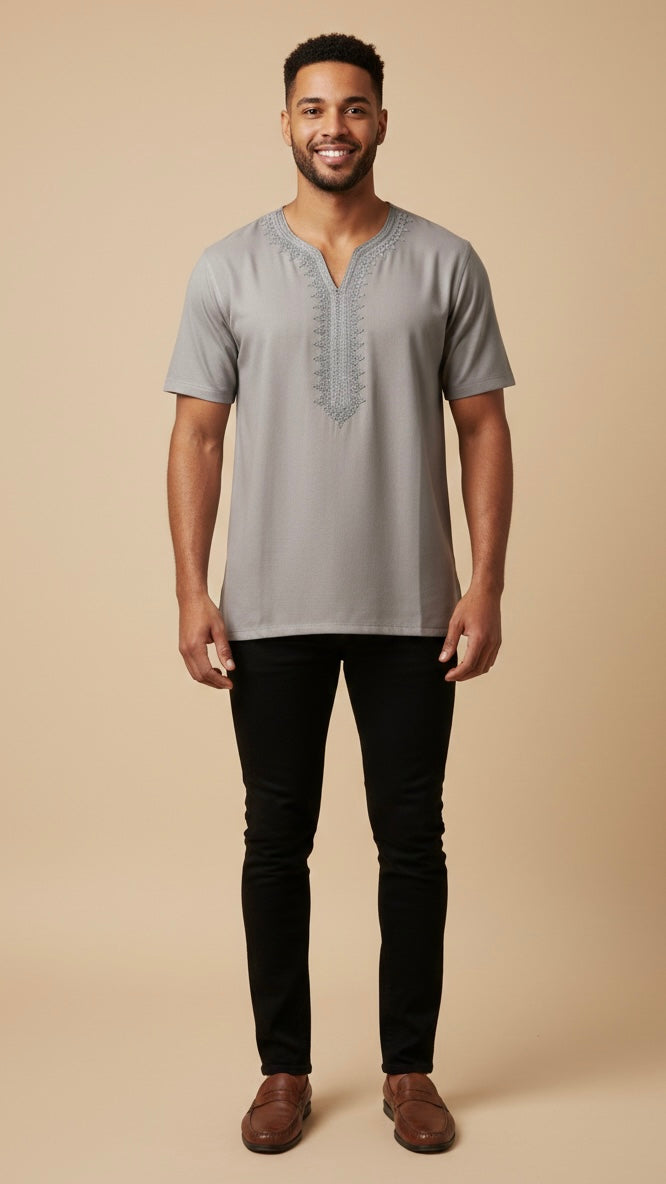 Beldi-Shirt Modell Tanger moderner orientalischer Look kombiniert Gandoura und T-Shirt
