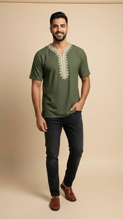 Beldi-Shirt Modell Ketama modern oriental blend of Gandoura and T-shirt style