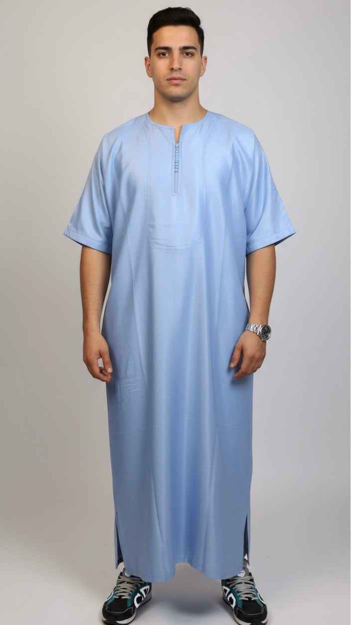 Gandoura Babyblau traditionelles marokkanisches Gewand aus Baumwolle